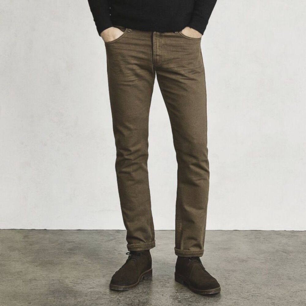 Naked & Famous Brown Super Guy Selvedge 100% Cotton Pants Trousers Mens Size 31